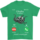 Cthulhu Is Calling Funny Kraken Mens T-Shirt Cotton Gildan Irish Green