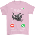 Cthulhu Is Calling Funny Kraken Mens T-Shirt Cotton Gildan Light Pink