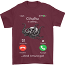 Cthulhu Is Calling Funny Kraken Mens T-Shirt Cotton Gildan Maroon