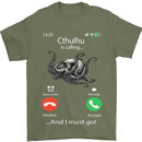 Cthulhu Is Calling Funny Kraken Mens T-Shirt Cotton Gildan Military Green