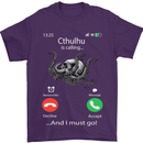 Cthulhu Is Calling Funny Kraken Mens T-Shirt Cotton Gildan Purple