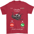 Cthulhu Is Calling Funny Kraken Mens T-Shirt Cotton Gildan Red