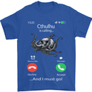Cthulhu Is Calling Funny Kraken Mens T-Shirt Cotton Gildan Royal Blue