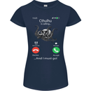 Cthulhu Is Calling Funny Kraken Womens Petite Cut T-Shirt Navy Blue