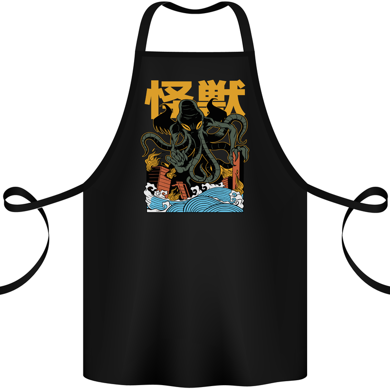 Cthulhu Japanese Anime Kraken Cotton Apron 100% Organic Black
