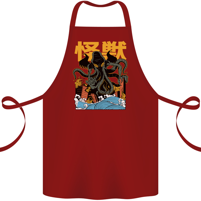 Cthulhu Japanese Anime Kraken Cotton Apron 100% Organic Maroon