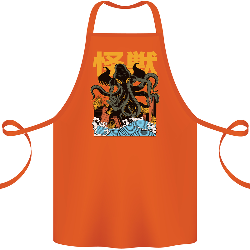 Cthulhu Japanese Anime Kraken Cotton Apron 100% Organic Orange