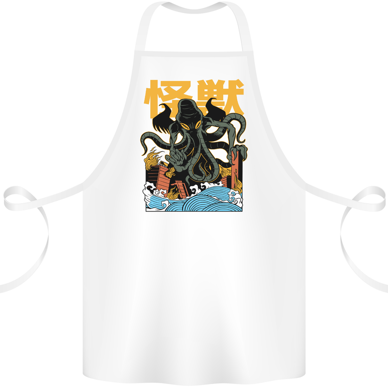 Cthulhu Japanese Anime Kraken Cotton Apron 100% Organic White