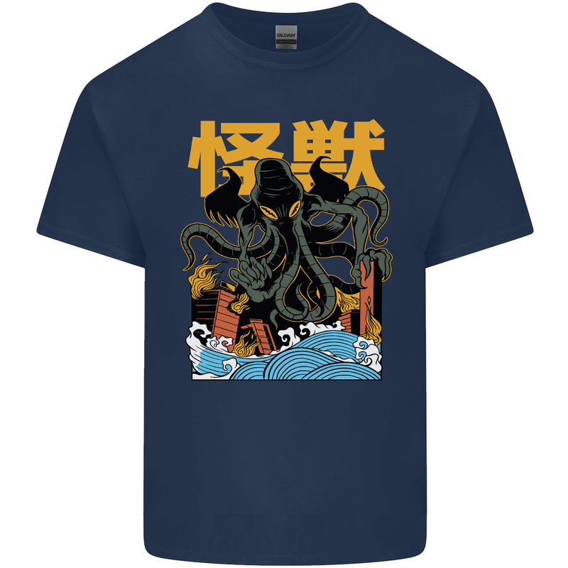 Cthulhu Japanese Anime Kraken Kids T-Shirt Childrens Navy Blue