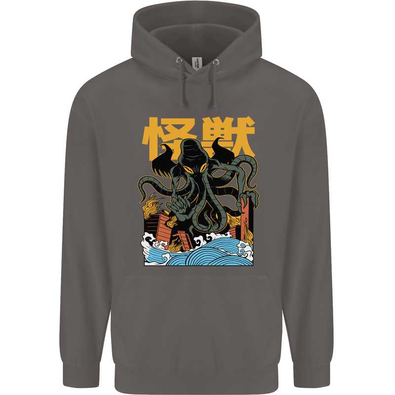 Cthulhu Japanese Anime Kraken Mens 80% Cotton Hoodie Charcoal