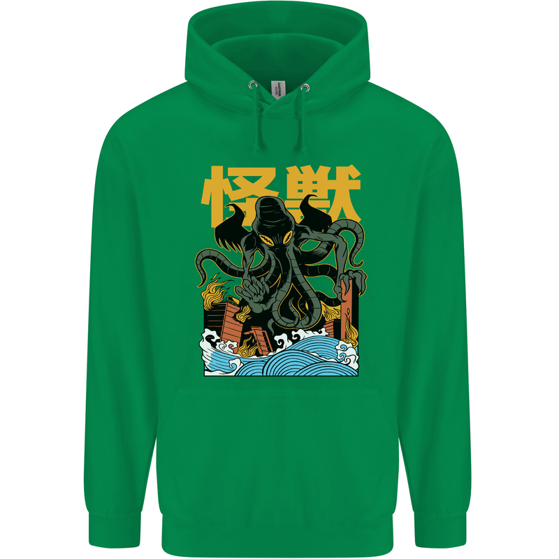 Cthulhu Japanese Anime Kraken Mens 80% Cotton Hoodie Irish Green