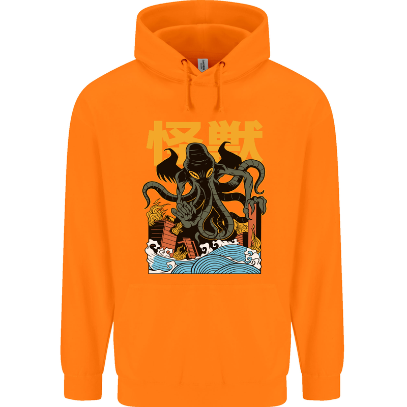 Cthulhu Japanese Anime Kraken Mens 80% Cotton Hoodie Orange