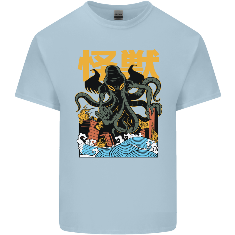 Cthulhu Japanese Anime Kraken Mens Cotton T-Shirt Tee Top Light Blue
