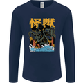 Cthulhu Japanese Anime Kraken Mens Long Sleeve T-Shirt Navy Blue