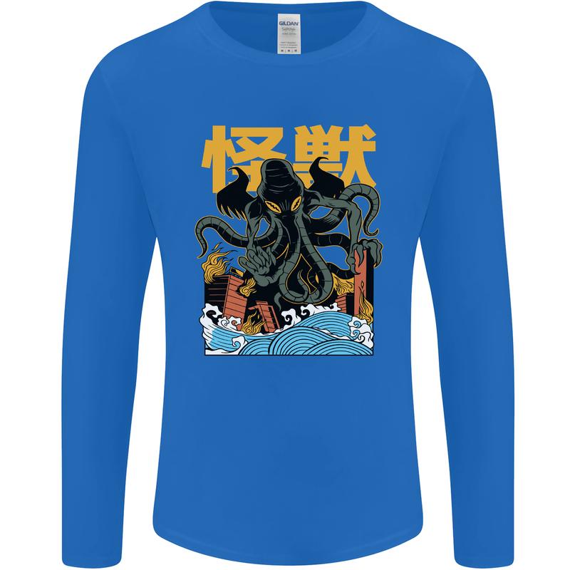 Cthulhu Japanese Anime Kraken Mens Long Sleeve T-Shirt Royal Blue