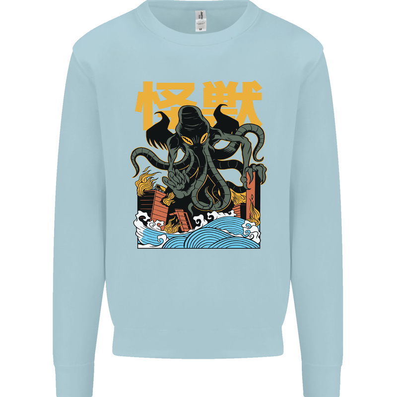 Cthulhu Japanese Anime Kraken Mens Sweatshirt Jumper Light Blue