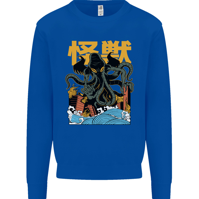 Cthulhu Japanese Anime Kraken Mens Sweatshirt Jumper Royal Blue