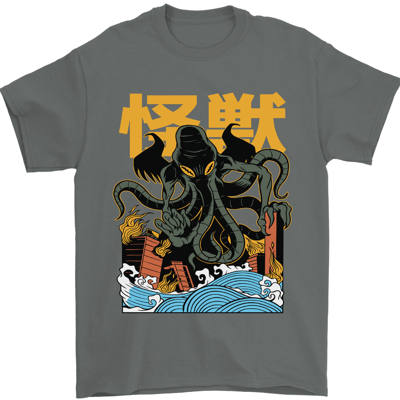 Cthulhu Japanese Anime Kraken Mens T-Shirt Cotton Gildan Charcoal