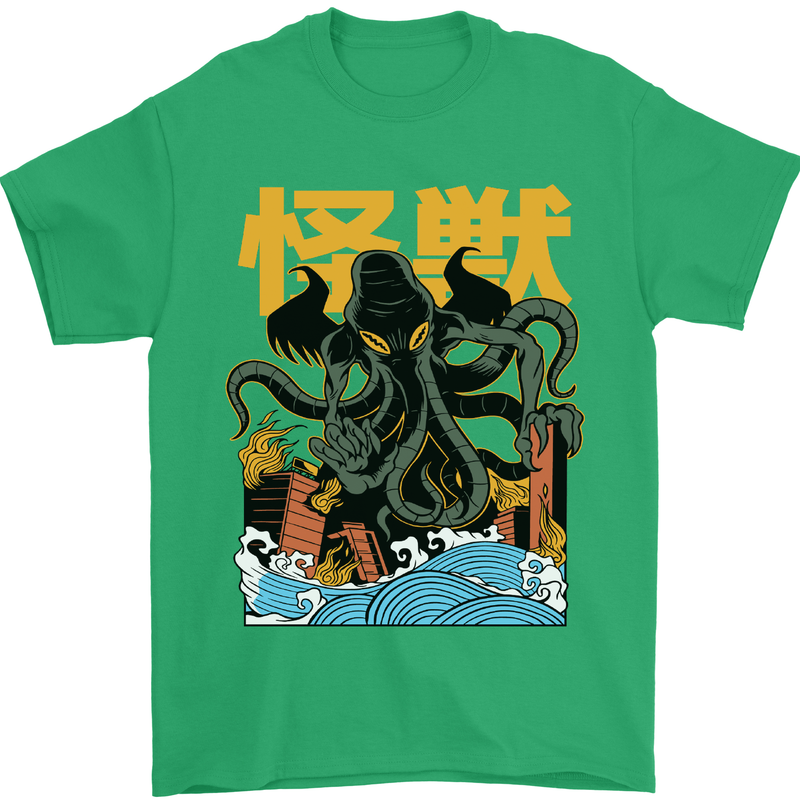 Cthulhu Japanese Anime Kraken Mens T-Shirt Cotton Gildan Irish Green