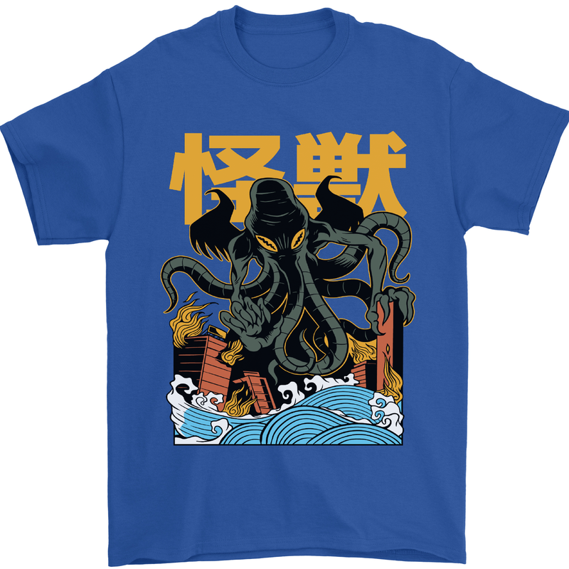 Cthulhu Japanese Anime Kraken Mens T-Shirt Cotton Gildan Royal Blue