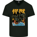 Cthulhu Japanese Anime Kraken Mens V-Neck Cotton T-Shirt Black