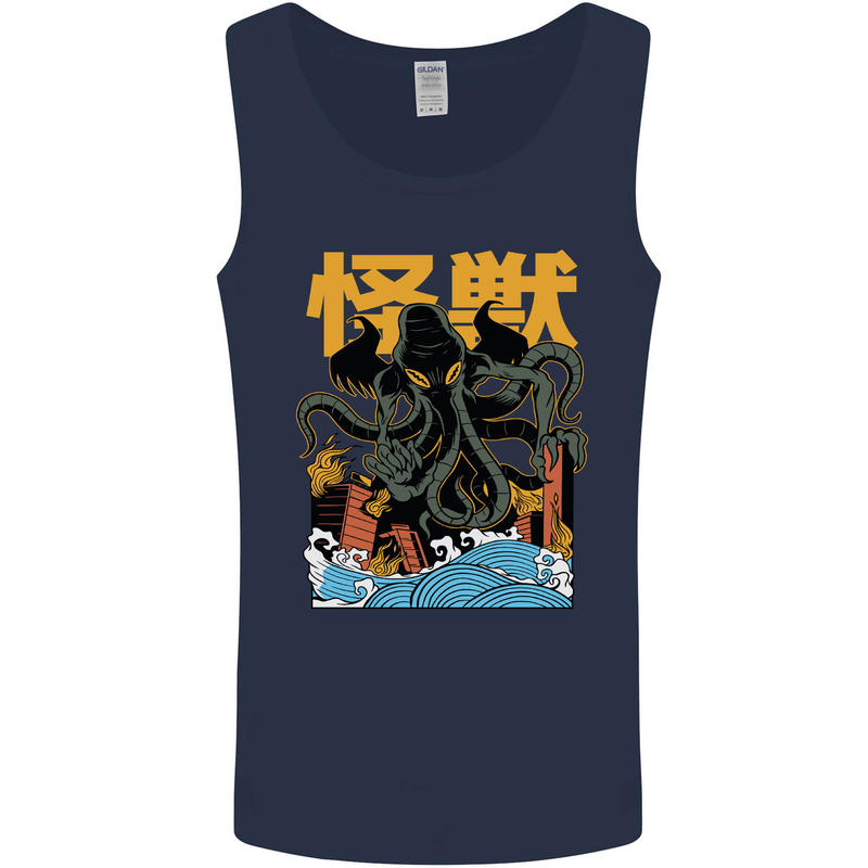 Cthulhu Japanese Anime Kraken Mens Vest Tank Top Navy Blue