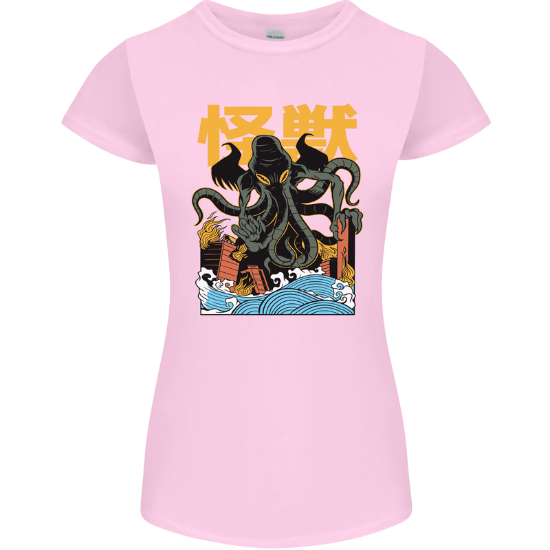 Cthulhu Japanese Anime Kraken Womens Petite Cut T-Shirt Light Pink