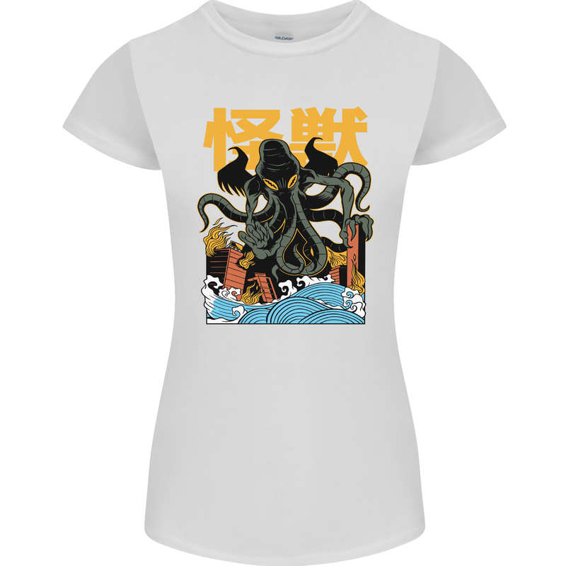 Cthulhu Japanese Anime Kraken Womens Petite Cut T-Shirt White