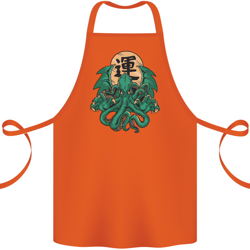 Cthulhu Monster Kraken Cotton Apron 100% Organic Orange