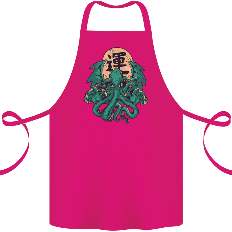 Cthulhu Monster Kraken Cotton Apron 100% Organic Pink
