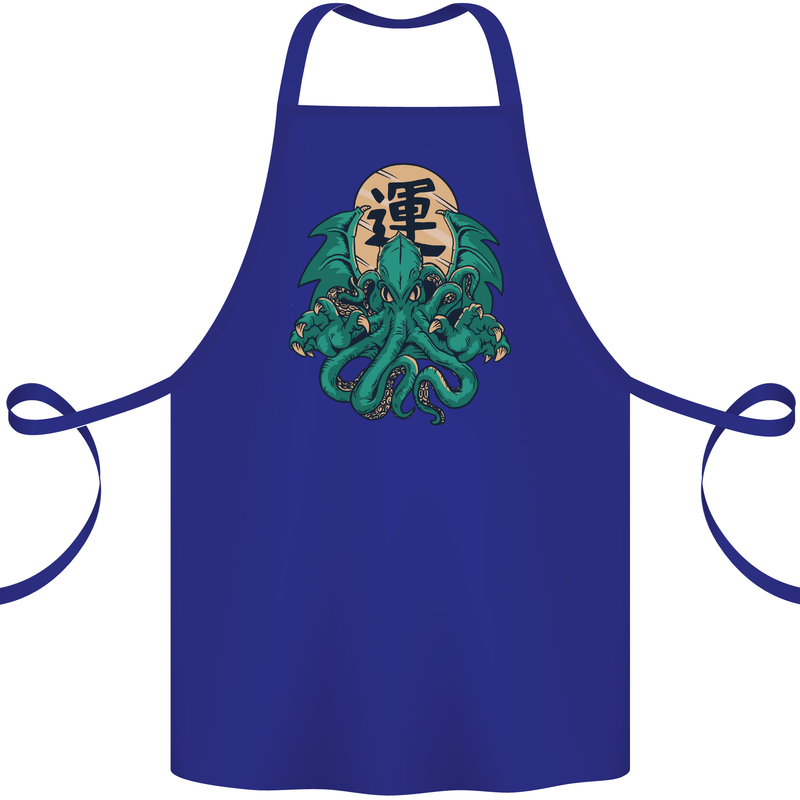 Cthulhu Monster Kraken Cotton Apron 100% Organic Royal Blue