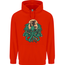 Cthulhu Monster Kraken Mens 80% Cotton Hoodie Bright Red