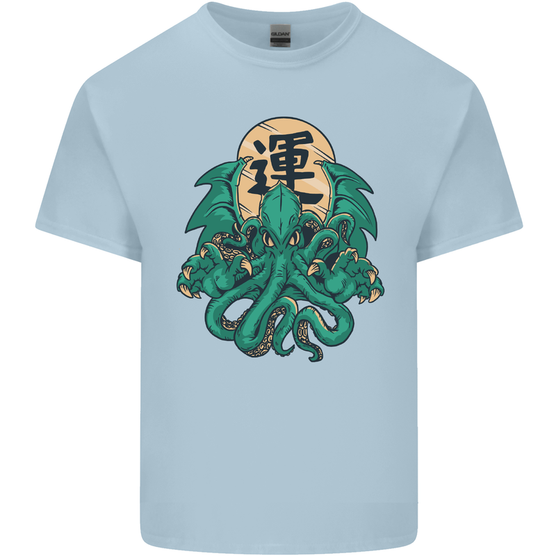 Cthulhu Monster Kraken Mens Cotton T-Shirt Tee Top Light Blue