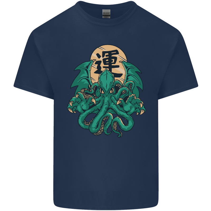 Cthulhu Monster Kraken Mens Cotton T-Shirt Tee Top Navy Blue