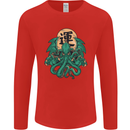 Cthulhu Monster Kraken Mens Long Sleeve T-Shirt Red