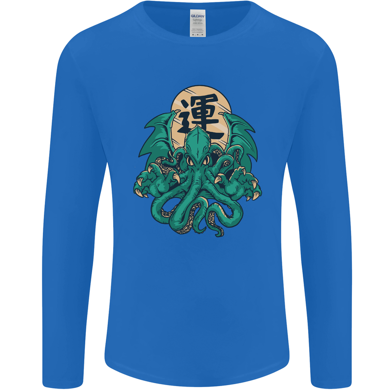 Cthulhu Monster Kraken Mens Long Sleeve T-Shirt Royal Blue
