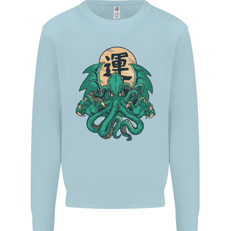 Cthulhu Monster Kraken Mens Sweatshirt Jumper Light Blue