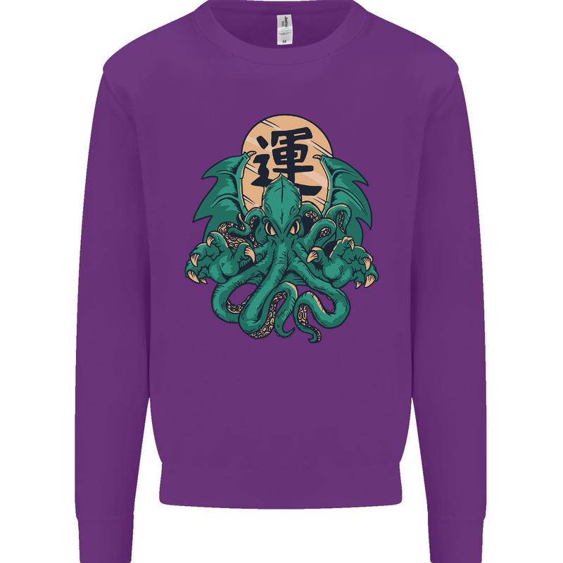 Cthulhu Monster Kraken Mens Sweatshirt Jumper Purple