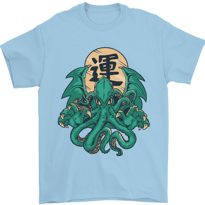 Cthulhu Monster Kraken Mens T-Shirt Cotton Gildan Light Blue