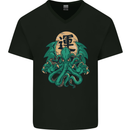 Cthulhu Monster Kraken Mens V-Neck Cotton T-Shirt Black