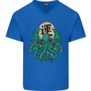 Cthulhu Monster Kraken Mens V-Neck Cotton T-Shirt Royal Blue