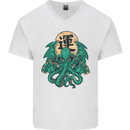 Cthulhu Monster Kraken Mens V-Neck Cotton T-Shirt White