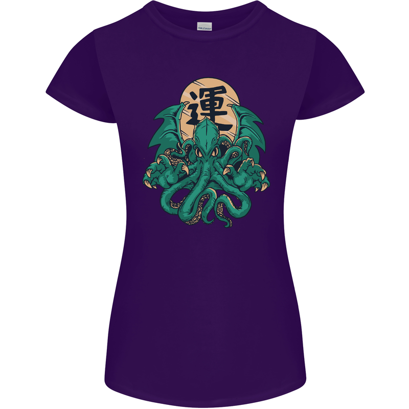 Cthulhu Monster Kraken Womens Petite Cut T-Shirt Purple