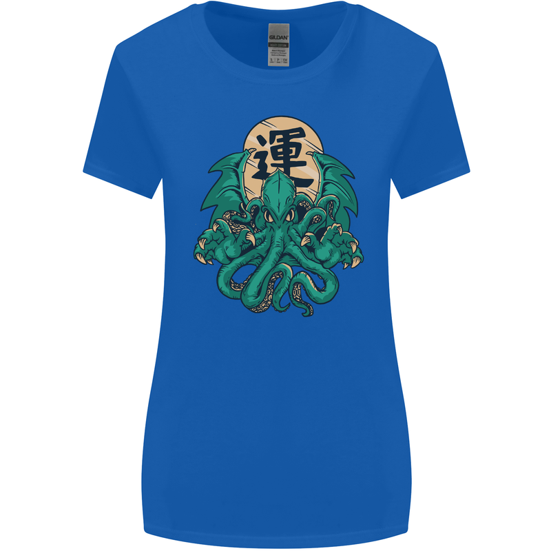 Cthulhu Monster Kraken Womens Wider Cut T-Shirt Royal Blue