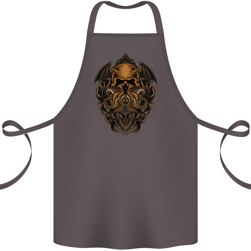 Cthulhu Octopus Kraken Devil Skull Demon Cotton Apron 100% Organic Dark Grey