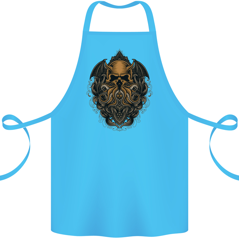 Cthulhu Octopus Kraken Devil Skull Demon Cotton Apron 100% Organic Turquoise