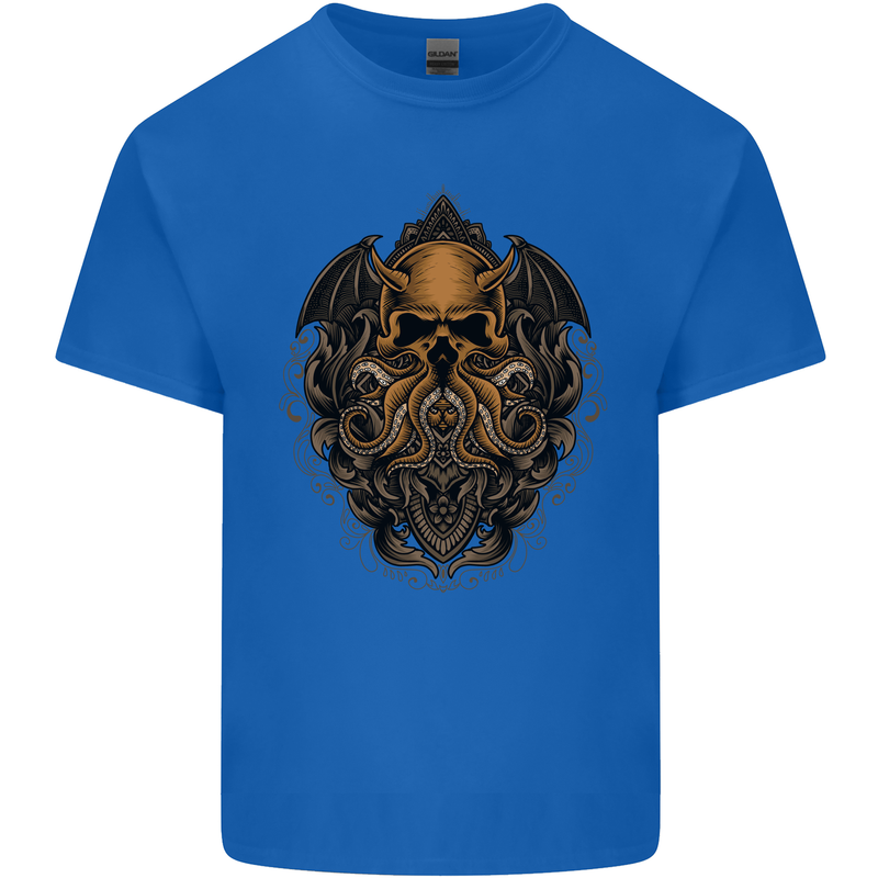 Cthulhu Octopus Kraken Devil Skull Demon Kids T-Shirt Childrens Royal Blue