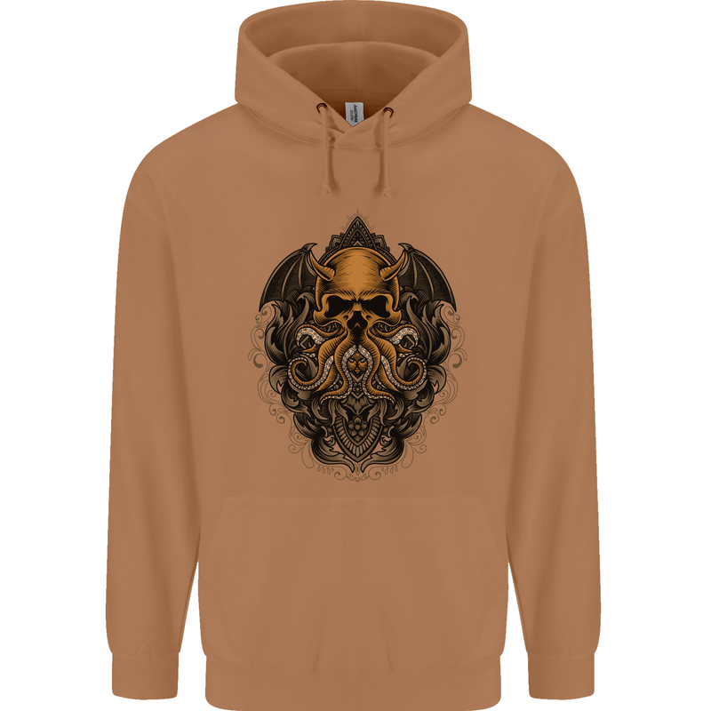 Cthulhu Octopus Kraken Devil Skull Demon Mens 80% Cotton Hoodie Caramel Latte