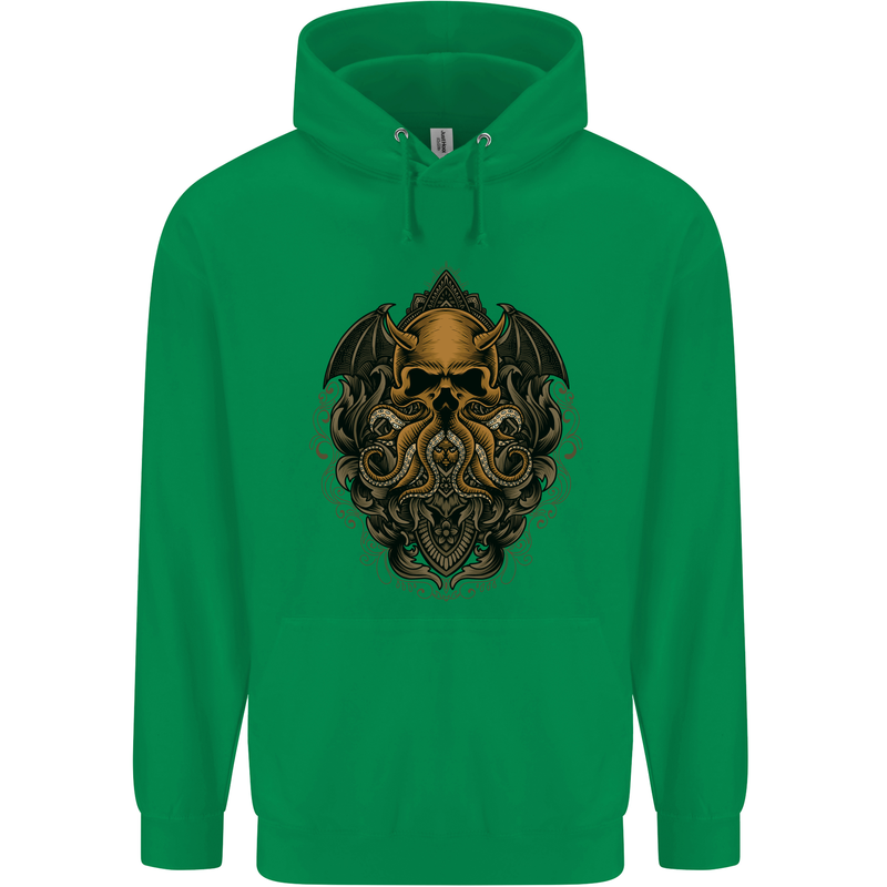 Cthulhu Octopus Kraken Devil Skull Demon Mens 80% Cotton Hoodie Irish Green