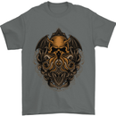 Cthulhu Octopus Kraken Devil Skull Demon Mens T-Shirt Cotton Gildan Charcoal